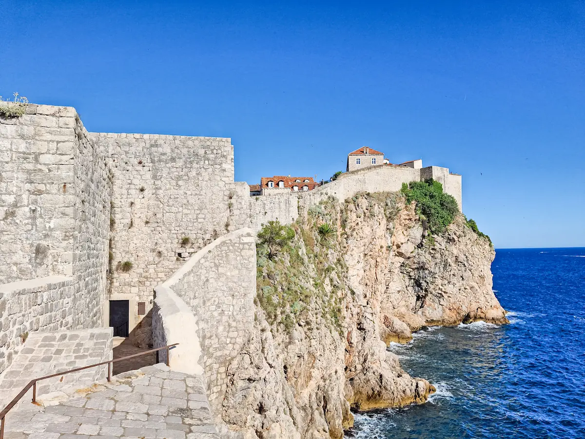View of Bokar Fortress rising above the Adriatic Sea on Dubrovnik's western defenses