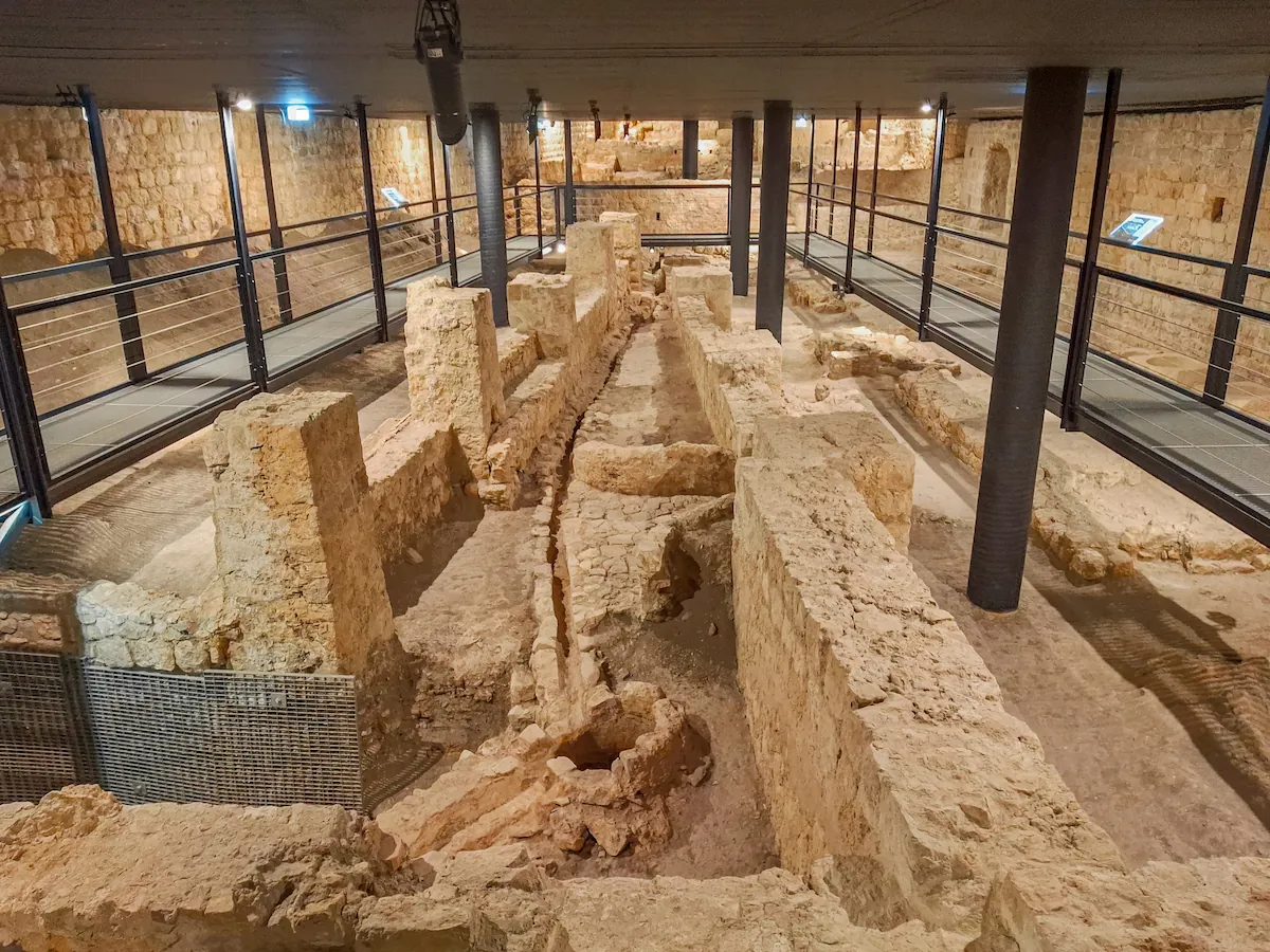 Interior of the Foundry Museum inside the Upper Corner Tower showcasing the excavated 15th-century cast house structures