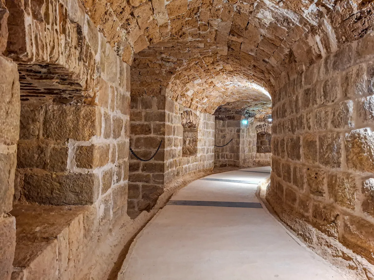 Interior tunnel-like passage at the base of Minčeta Tower leading into the lower wall system
