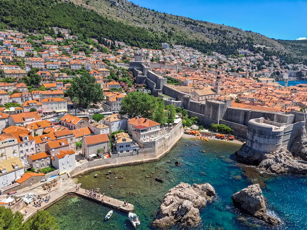 Panoramic view from Fort Lovrijenac looking back across Pile Bay and the western City Walls