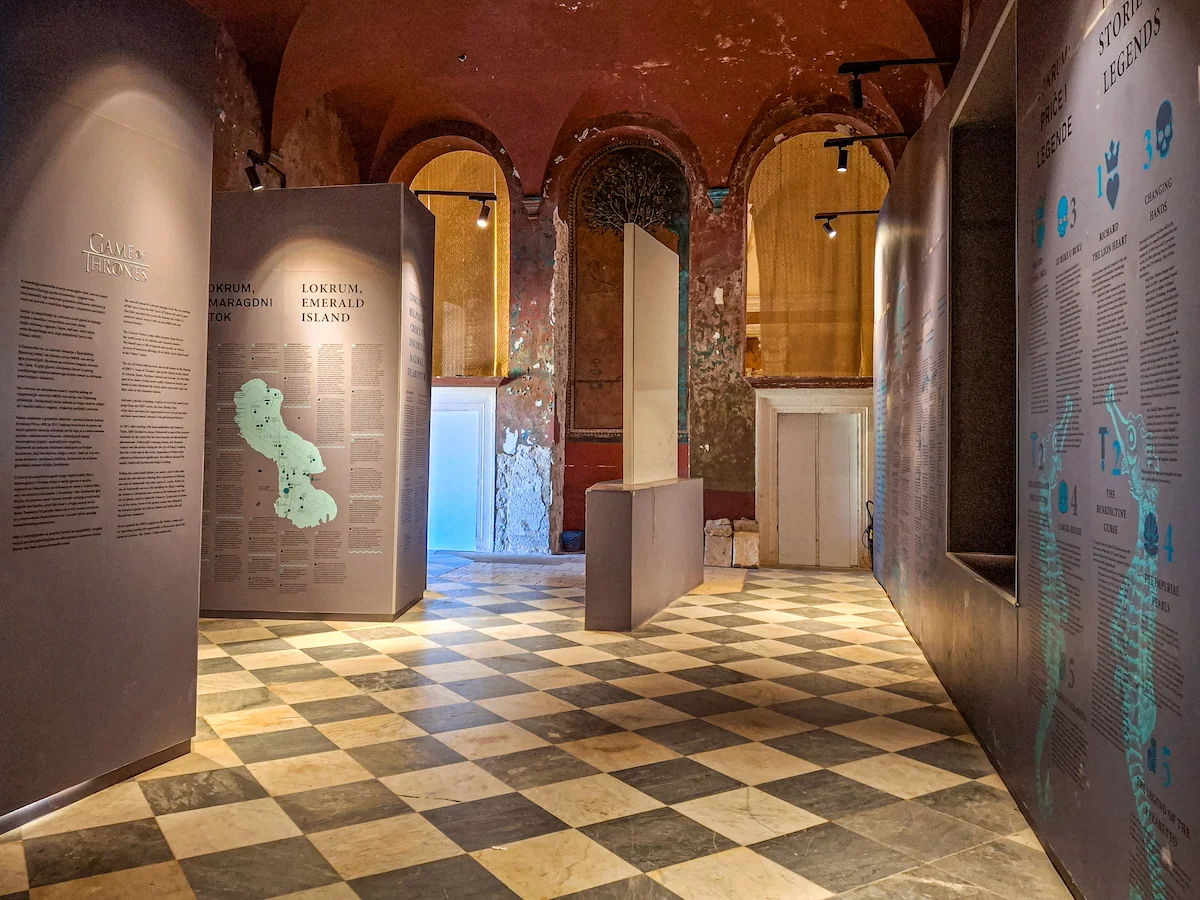 The historic monastery exhibition space on Lokrum Island