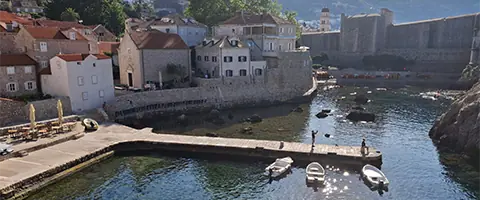 Scenic view of Dubrovnik’s West Harbour and Pile Bay, the filming locations for Blackwater Bay featured on Game of Thrones tours