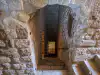 Interior staircase descending from the main chamber toward the basement level of Bokar Fortress