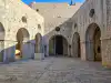 View across the ground courtyard of Fort Lovrijenac toward the entrance passage