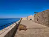 Cannon displayed along the stone terrace walkway of Fort Lovrijenac