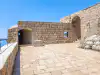 Close-up of the stone guardpost on the middle terrace of Fort Lovrijenac