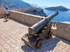Top terrace cannon of Fort Lovrijenac with the Dubrovnik City Walls in the background