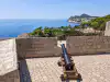 View behind a top terrace cannon of Fort Lovrijenac looking toward Gradac Park