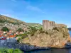 View from just outside the Gradac Park entrance looking toward St. Lawrence Fortress and the city walls