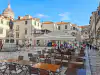 Distant view of the Jesuit Staircase from Gundulic Square in Dubrovnik Old Town