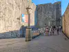 View looking up the stone ramp path within the inner courtyard of Pile Gate in Dubrovnik Old Town