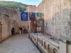 View from the entrance area looking down within the inner courtyard of Pile Gate in Dubrovnik Old Town
