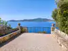 Trsteno Arboretum sea terrace viewpoint overlooking the Adriatic Sea and Lopud island