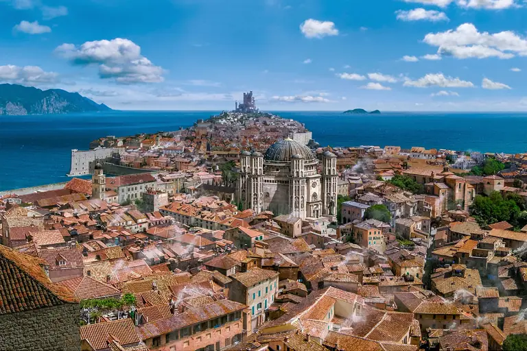 Panoramic view of King's Landing from the Game of Thrones TV show, filmed in Dubrovnik